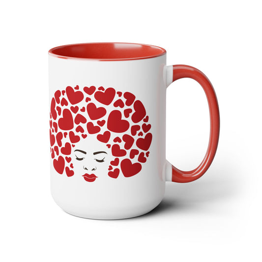 Heart Love Afro Mug 15oz | Limited Edition Gift for Coffee Lovers