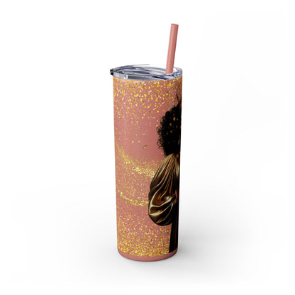 Melanin Queen | Skinny Tumbler with Straw, 20oz