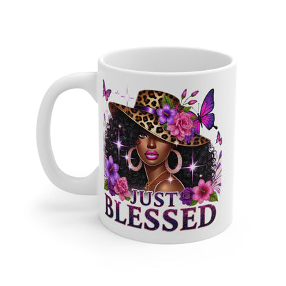 Just Blessed Mug | Inspirational Coffee Cup for Empowerment & Faith 11 oz