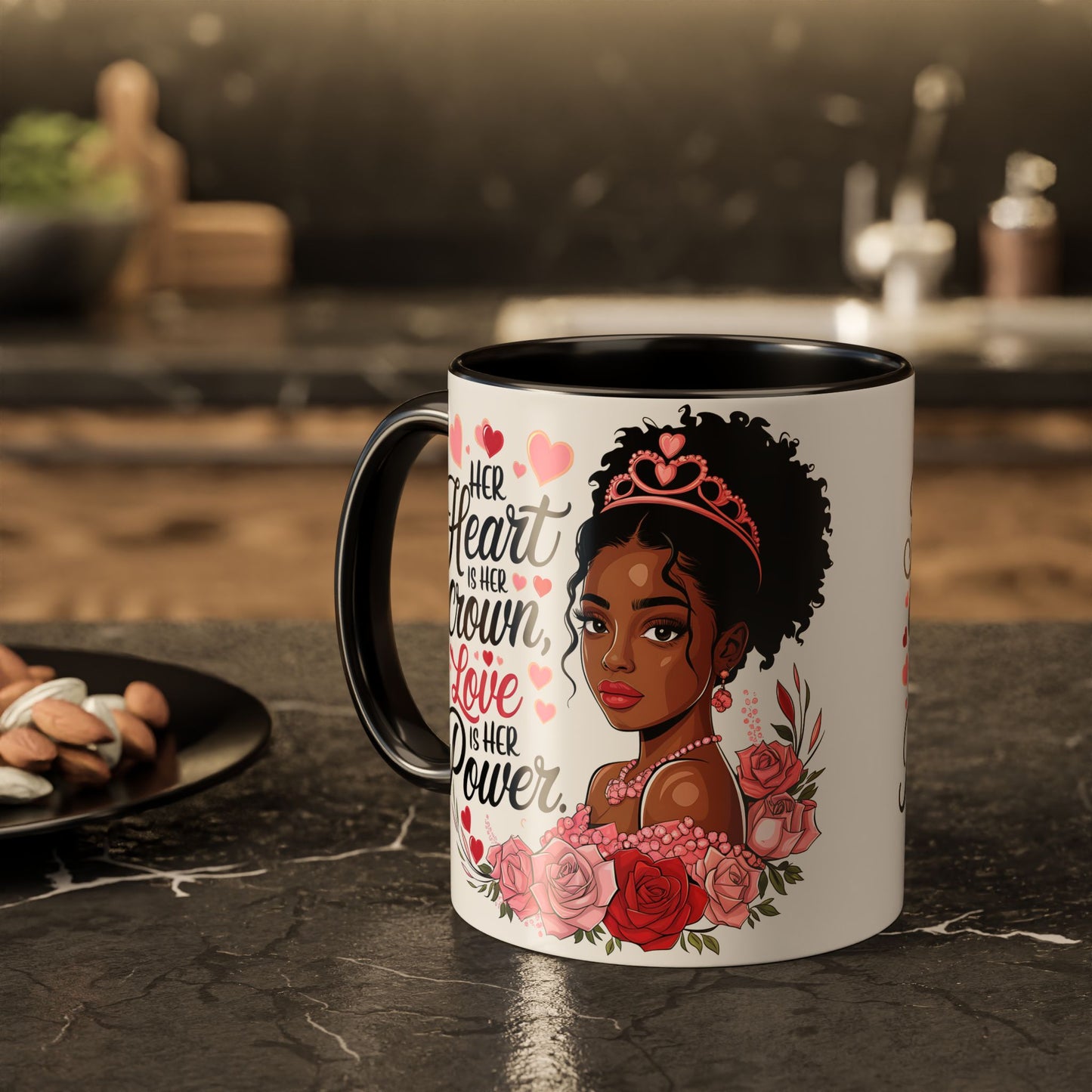 Empowering Black Queen Mug – Her Heart Is Her Crown Gift