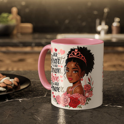 Empowering Black Queen Mug – Her Heart Is Her Crown Gift