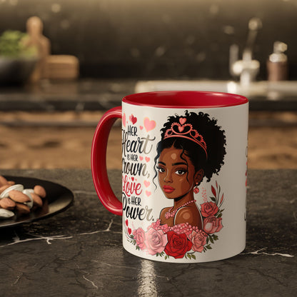 Empowering Black Queen Mug – Her Heart Is Her Crown Gift