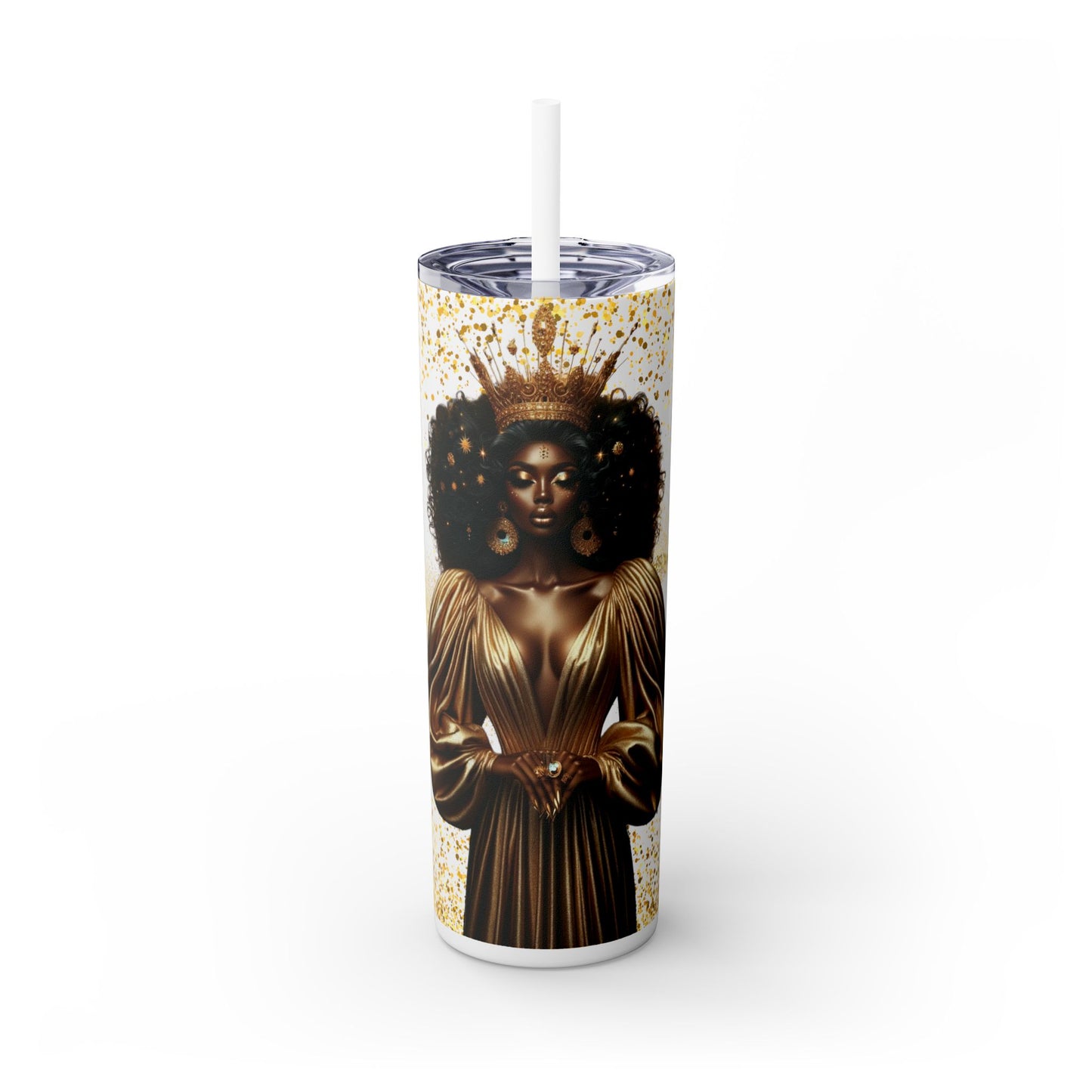 Melanin Queen | Skinny Tumbler with Straw, 20oz