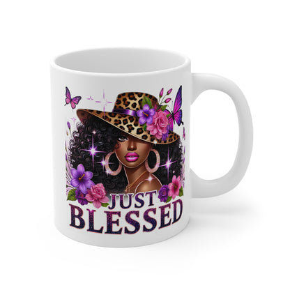 Just Blessed Mug | Inspirational Coffee Cup for Empowerment & Faith 11 oz