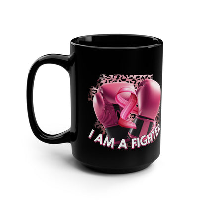 I am a Fighter Breast Cancer 15 oz Mug