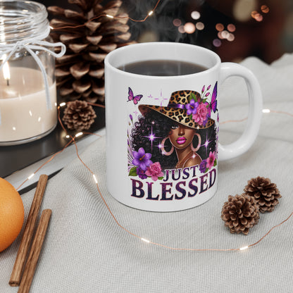 Just Blessed Mug | Inspirational Coffee Cup for Empowerment & Faith 11 oz