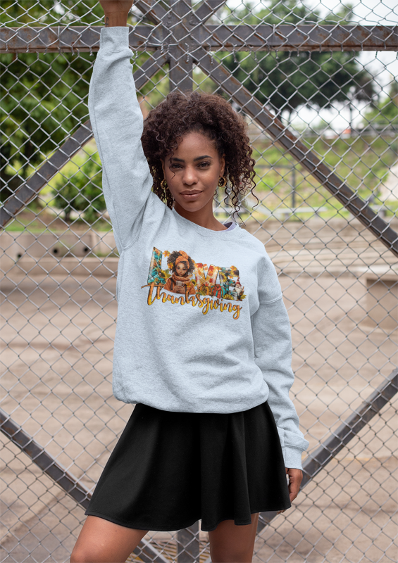 Love Thanksgiving Black Girl Sweatshirt – Cozy Holiday Essential