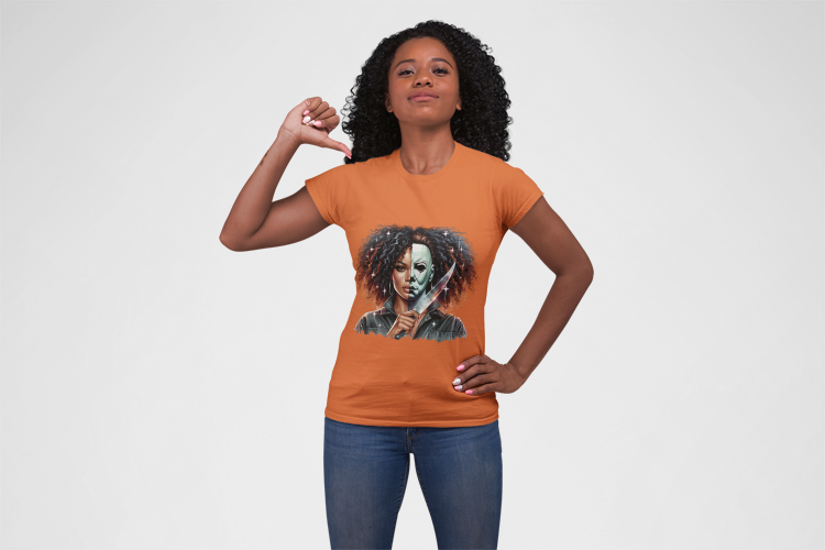 Black Woman Michael Myers Tee | Horror-Inspired Halloween Style