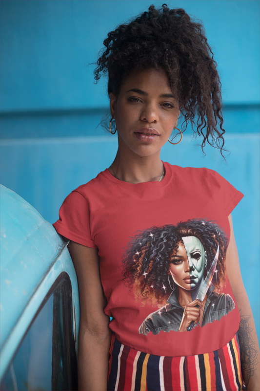 Black Woman Michael Myers Tee | Horror-Inspired Halloween Style