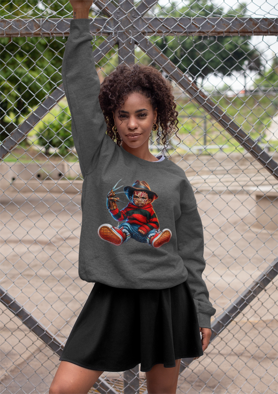 Black Baby Boy Freddy Krueger Sweatshirt  | Women’s Halloween Horror Sweater