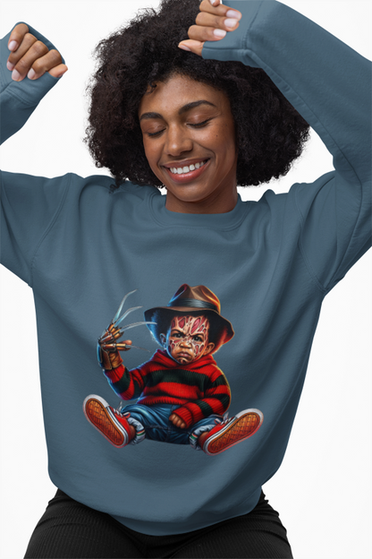 Black Baby Boy Freddy Krueger Sweatshirt  | Women’s Halloween Horror Sweater