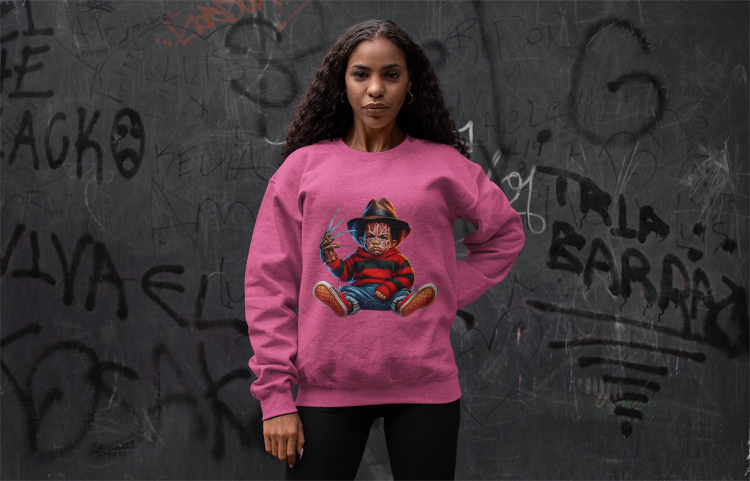 Black Baby Boy Freddy Krueger Sweatshirt  | Women’s Halloween Horror Sweater