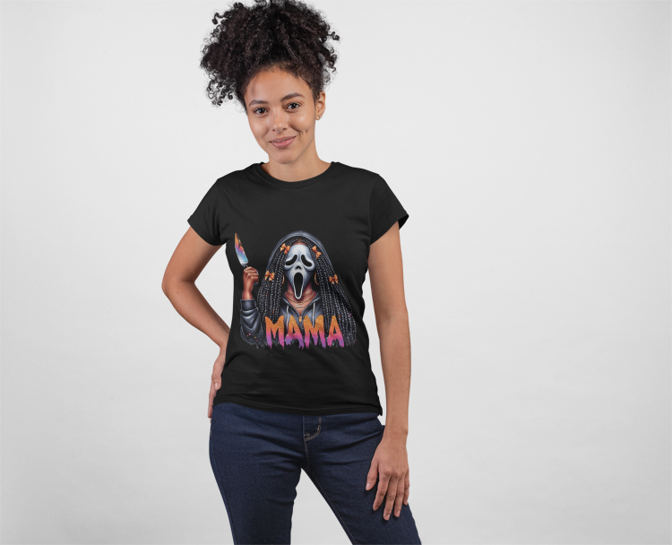 Black Woman Ghost Face T-Shirt | Halloween Horror Tee