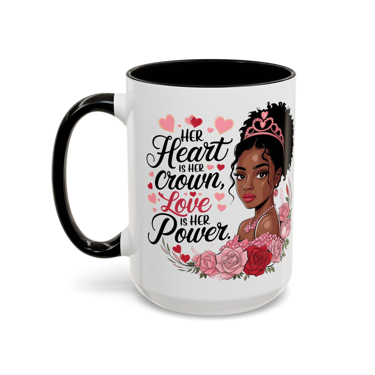 Empowering Black Queen Mug – Her Heart Is Her Crown Gift