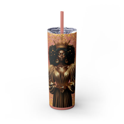 Melanin Queen | Skinny Tumbler with Straw, 20oz