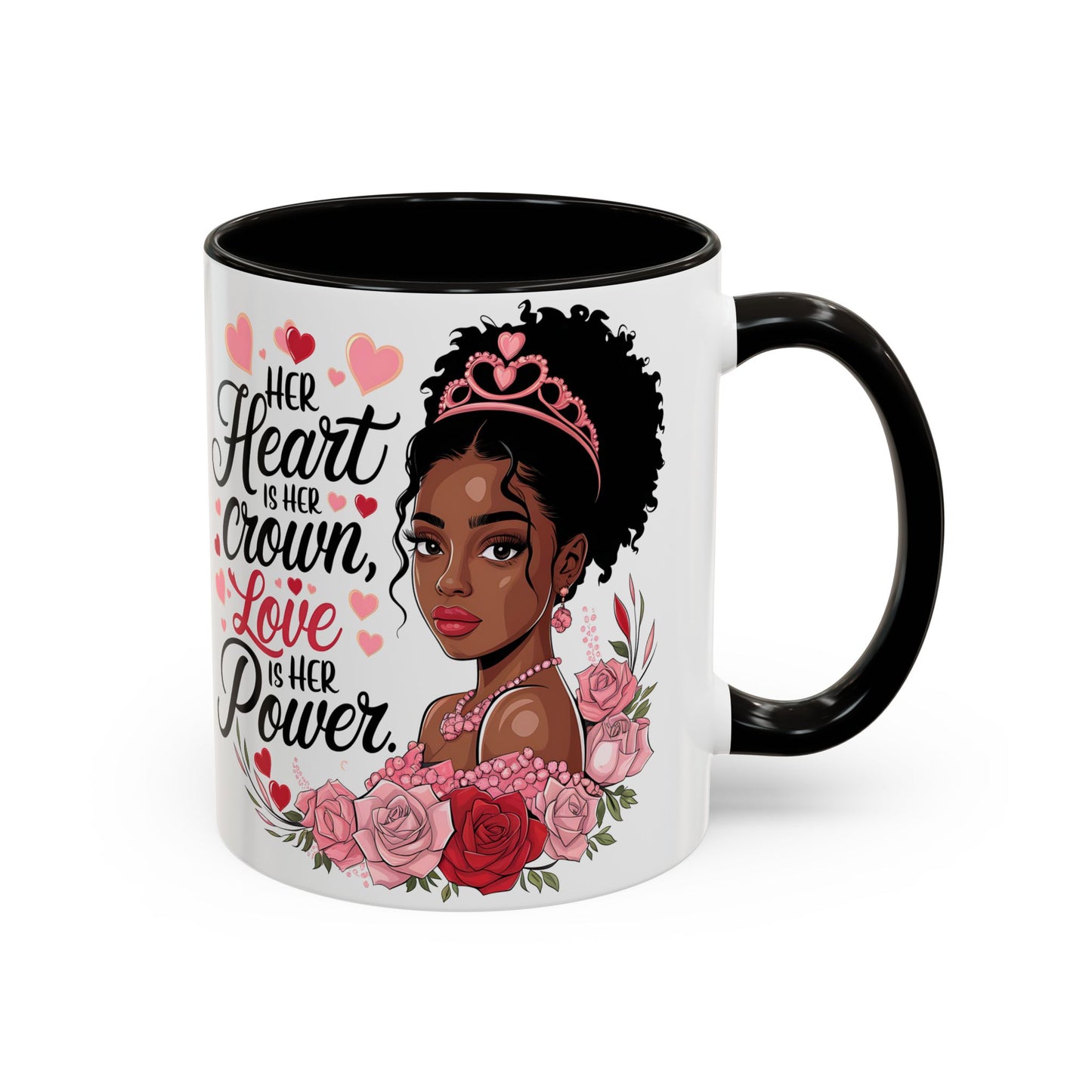 Empowering Black Queen Mug – Her Heart Is Her Crown Gift