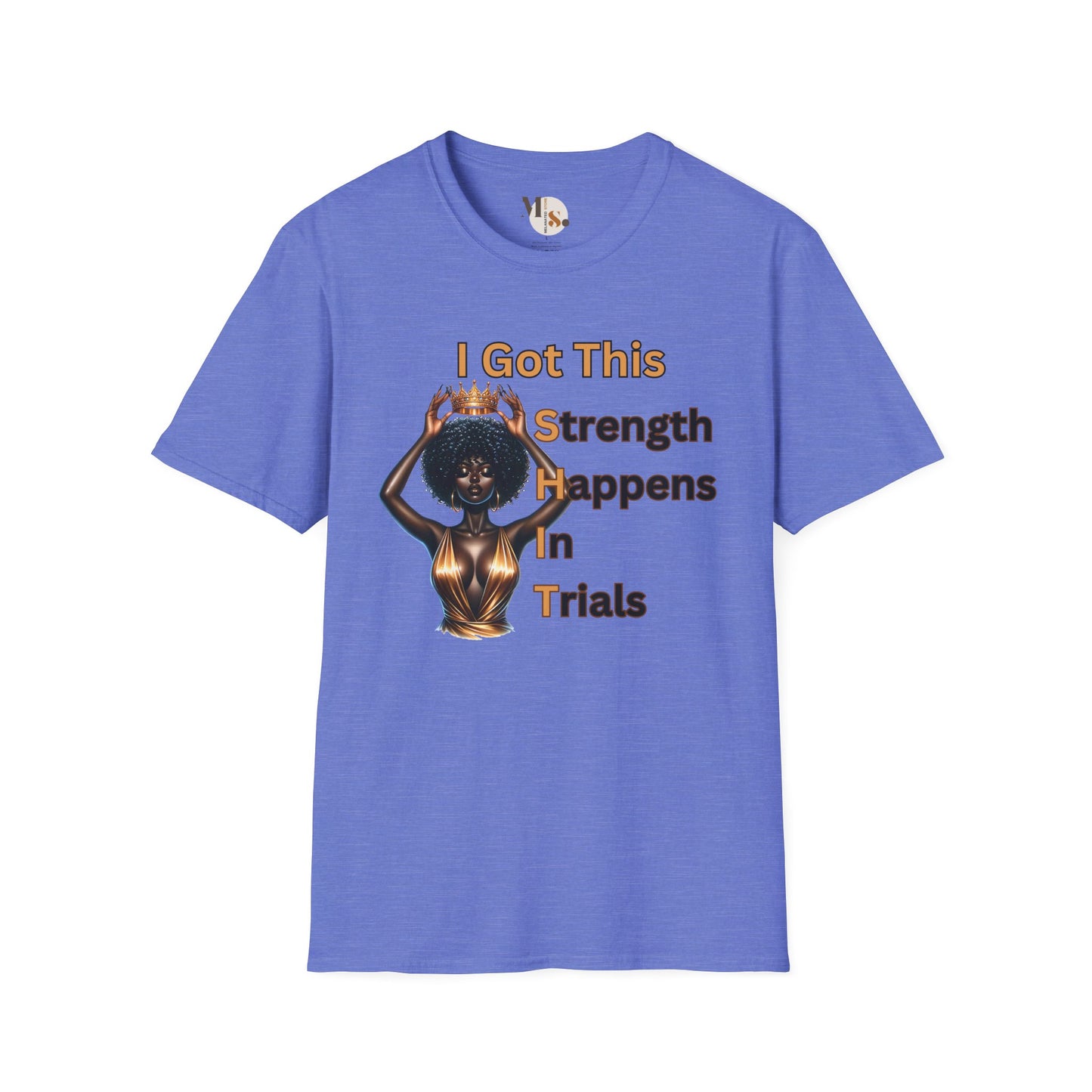 Empowering Black Queen Tee | Strength Happens in Trials