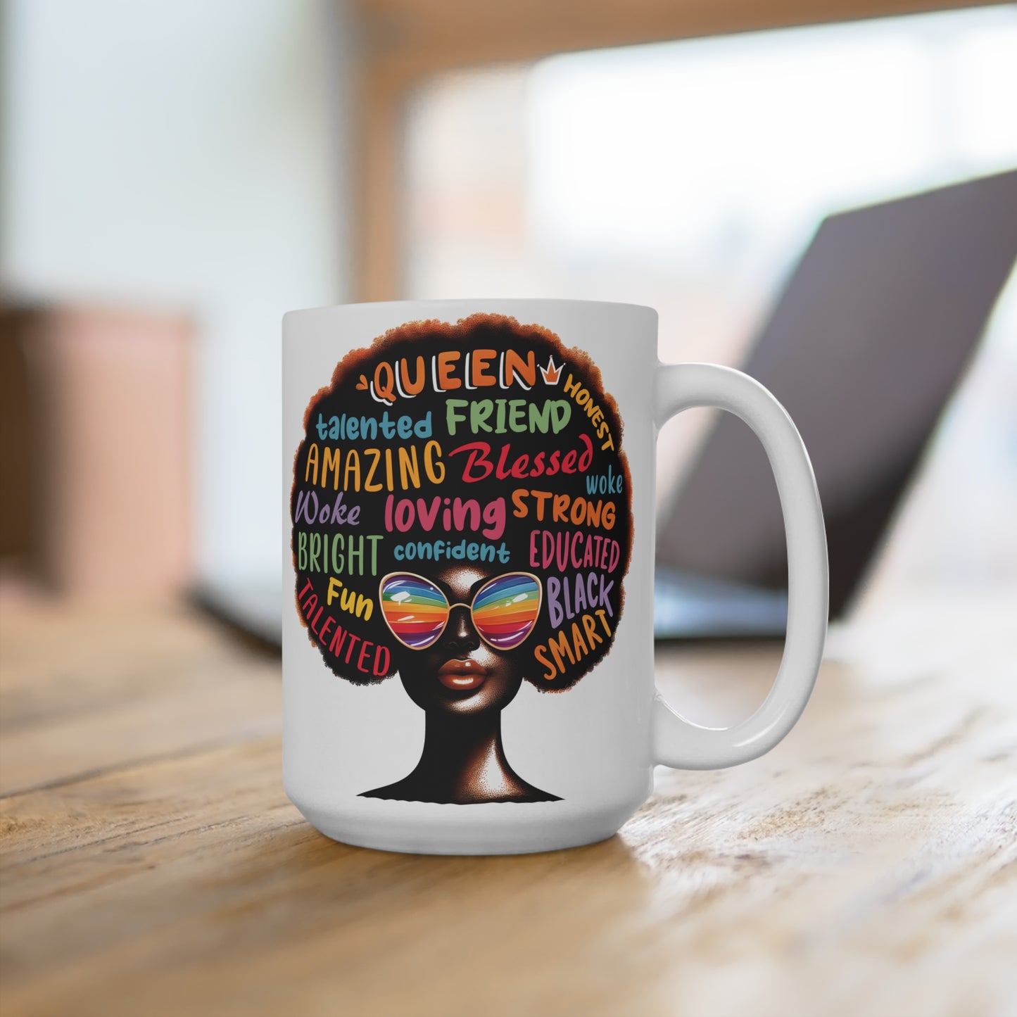 Empowering Afro Affirmations Mug – 15oz Ceramic Gift for Self-Love