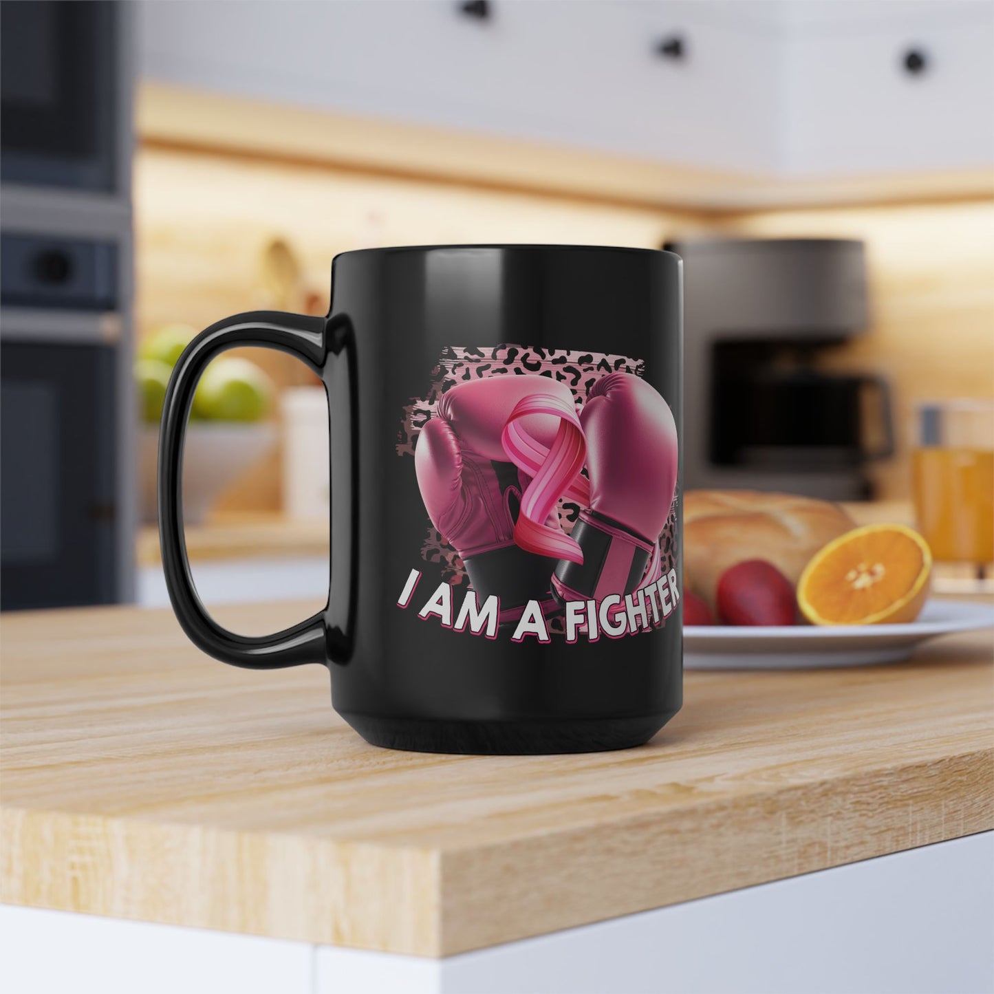 I am a Fighter Breast Cancer 15 oz Mug