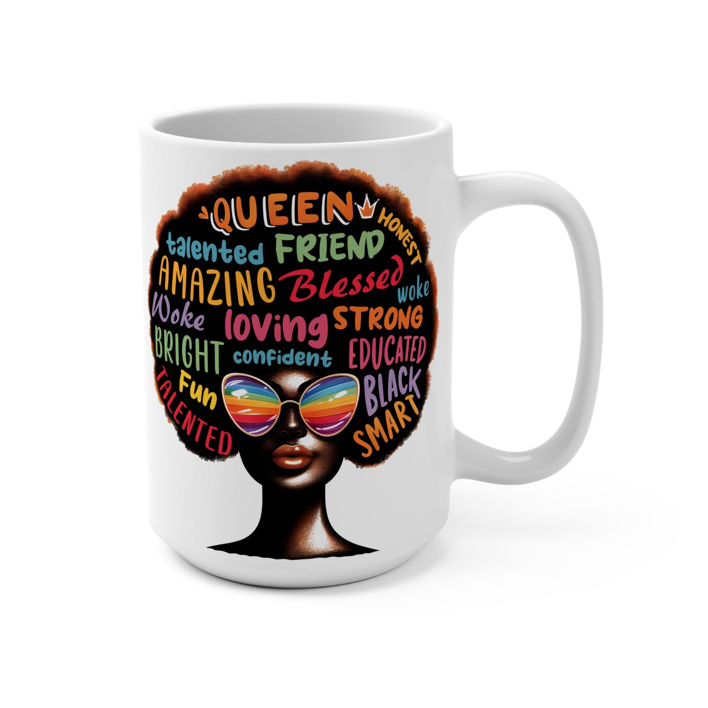 Empowering Afro Affirmations Mug – 15oz Ceramic Gift for Self-Love