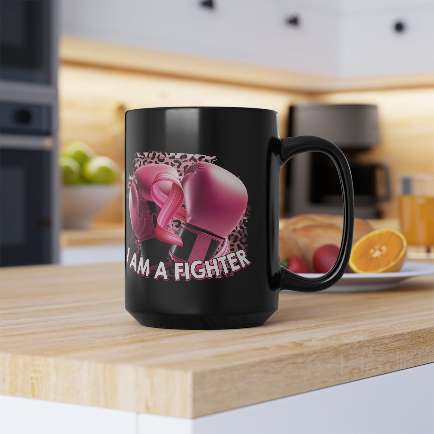 I am a Fighter Breast Cancer 15 oz Mug