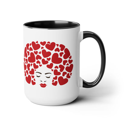 Heart Love Afro Mug 15oz | Limited Edition Gift for Coffee Lovers